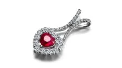 Pendentif Coeur Or Blanc - Rubis Et Diamants En Pendeloque -Maria || Simplicity Soldes rpw026 2