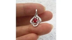 Pendentif Solitaire Or Blanc - Rubis Et Diamants En Pendeloque -Maria || Simplicity Soldes rpw027 8