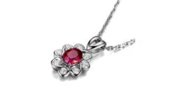Pendentif Fleur Rubis Diamant En Or Blanc 9 Pendentif Fleur Rubis Diamant En Or Blanc -Maria || Simplicity Soldes rpw039 1