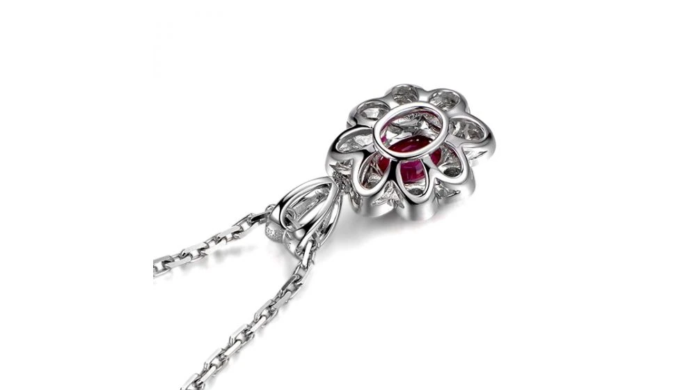 Pendentif Fleur Rubis Diamant En Or Blanc 5 Pendentif Fleur Rubis Diamant En Or Blanc – Image 5