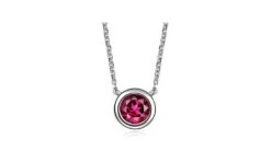 Collier Pendentif Solitaire Rubis Or Blanc