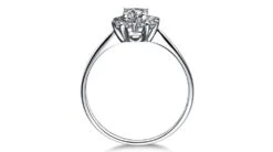 Bague Or Blanc Solitaire - Coeur Caillouté - Diamants Pavés | Coeur Caillouté -Maria || Simplicity Soldes s052 1 3