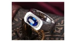 Chevalière Homme Or Blanc. Saphirs, Diamants 2.17ct -Maria || Simplicity Soldes sbw033 9