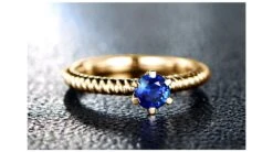 Bague Or Jaune Monture Torsadée. Saphir Bleu 0.55ct -Maria || Simplicity Soldes sby028 4