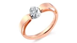 Solitaire Anneau Bombé - Or Blanc & Rose - Couronne Diamants | Gemperles