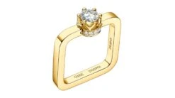 LENA Bague Pendentif Solitaire Carré - Or Jaune, Diamants | Léna