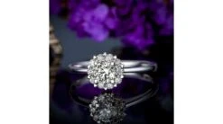 Bague Or Blanc Solitaire - Coeur Caillouté - Diamants Pavés | Coeur Caillouté -Maria || Simplicity Soldes sdw052 20 2