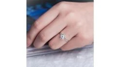 Bague Or Blanc Solitaire - Coeur Caillouté - Diamants Pavés | Coeur Caillouté -Maria || Simplicity Soldes sdw052 20 3