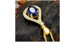 Saphir Et Diamant Sur Or Jaune - Pendentif Oval -Maria || Simplicity Soldes spw002 4 5