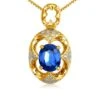 Pendentif Saphir Et Diamants - Or Jaune 18 Carats