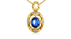 Pendentif Saphir Et Diamants - Or Jaune 18 Carats
