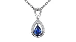 Pendeloque Or Blanc 18 Carats - Saphir Et Diamants En Poire