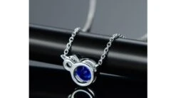 Collier Pendentif Or Blanc, Saphir Et Diamant Sertis Clos -Maria || Simplicity Soldes spw009 12