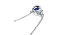 Collier Pendentif Or Blanc, Saphir Et Diamant Sertis Clos -Maria || Simplicity Soldes spw009 4