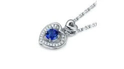 Pendentif Coeur Saphir Et Diamants. Or Blanc -Maria || Simplicity Soldes spw013 10