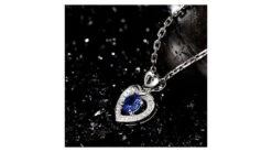 Pendentif Coeur Saphir Et Diamants. Or Blanc -Maria || Simplicity Soldes spw013 2