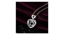 Pendentif Coeur Saphir Et Diamants. Or Blanc -Maria || Simplicity Soldes spw013 4