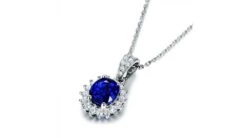 Pendentif Or Blanc Diamants Et Saphir 1.50cts -Maria || Simplicity Soldes spw015 1