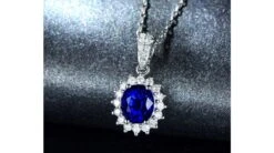 Pendentif Or Blanc Diamants Et Saphir 1.50cts -Maria || Simplicity Soldes spw015 11