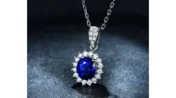 Pendentif Or Blanc Diamants Et Saphir 1.50cts -Maria || Simplicity Soldes spw015 14