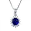 Pendentif Or Blanc Diamants Et Saphir 1.50cts