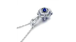 Pendentif Solitaire Fleur Bleue. Or Blanc, Saphirs Et Diamants -Maria || Simplicity Soldes spw016 1