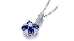 Pendentif Solitaire Fleur Bleue. Or Blanc, Saphirs Et Diamants -Maria || Simplicity Soldes spw016 3