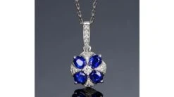 Pendentif Solitaire Fleur Bleue. Or Blanc, Saphirs Et Diamants -Maria || Simplicity Soldes spw016 5