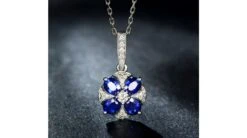 Pendentif Solitaire Fleur Bleue. Or Blanc, Saphirs Et Diamants -Maria || Simplicity Soldes spw016 6
