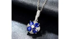Pendentif Solitaire Fleur Bleue. Or Blanc, Saphirs Et Diamants -Maria || Simplicity Soldes spw016 7