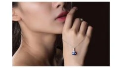 Pendentif Solitaire Fleur Bleue. Or Blanc, Saphirs Et Diamants -Maria || Simplicity Soldes spw016 9