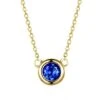 Collier Pendentif Solitaire Saphir Or Jaune. Soli Blue