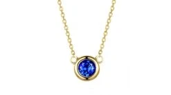 Collier Pendentif Solitaire Saphir Or Jaune. Soli Blue