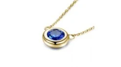 Collier Pendentif Solitaire Saphir Or Jaune. Soli Blue -Maria || Simplicity Soldes spy008 2
