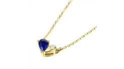 Pendentif Coeur Saphir Et Diamant. Or Jaune Avec Sa Chaîne -Maria || Simplicity Soldes spy010 9