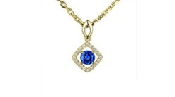 Pendentif Losange Or Jaune, Saphir Et Diamants