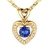 Pendentif Coeur Saphir Et Diamants. Or Jaune