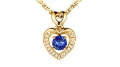 Pendentif Coeur Saphir Et Diamants. Or Jaune