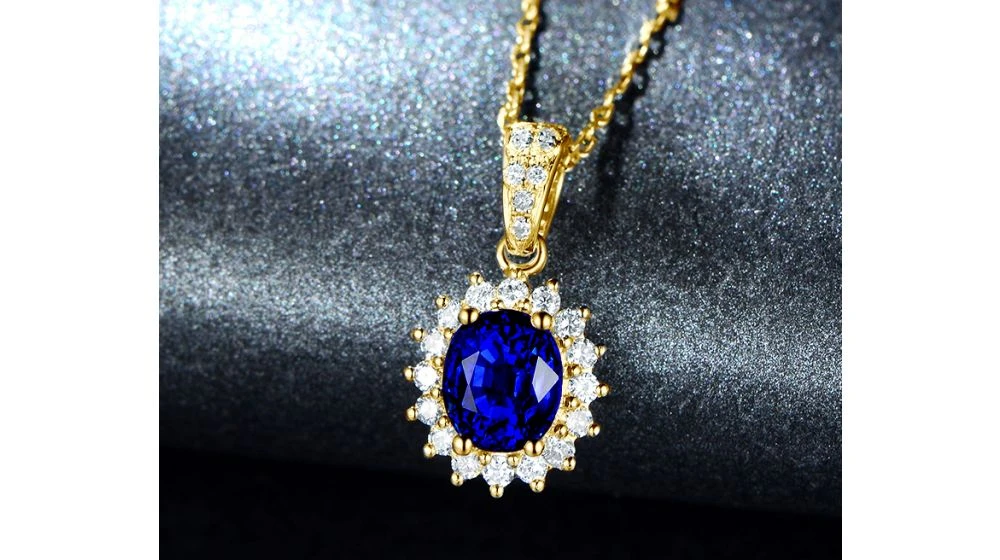 Pendentif Or Jaune Diamants Et Saphir 1.50cts 5 Pendentif Or Jaune Diamants Et Saphir 1.50cts – Image 5