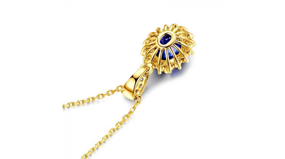 Pendentif Or Jaune Diamants Et Saphir 1.50cts 11 Pendentif Or Jaune Diamants Et Saphir 1.50cts – Image 11