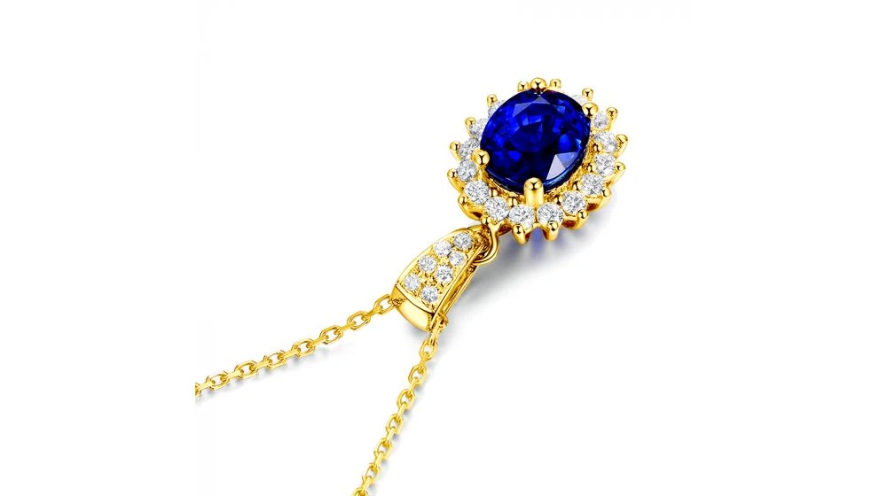 Pendentif Or Jaune Diamants Et Saphir 1.50cts 10 Pendentif Or Jaune Diamants Et Saphir 1.50cts – Image 10