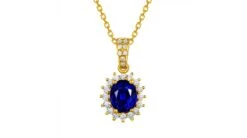 Pendentif Or Jaune Diamants Et Saphir 1.50cts