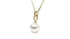 Pendentif 2 Anneaux Avec Perle De Culture - Or Jaune, Diamants Pavés -Maria || Simplicity Soldes spzy12 30