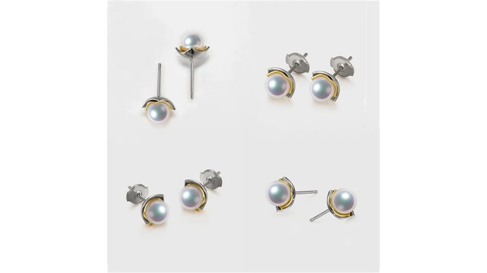 Boucles Oreilles Lotus Du Japon. Perle Akoya Et Or Blanc Et Jaune 3 Boucles Oreilles Lotus Du Japon. Perle Akoya Et Or Blanc Et Jaune – Image 3