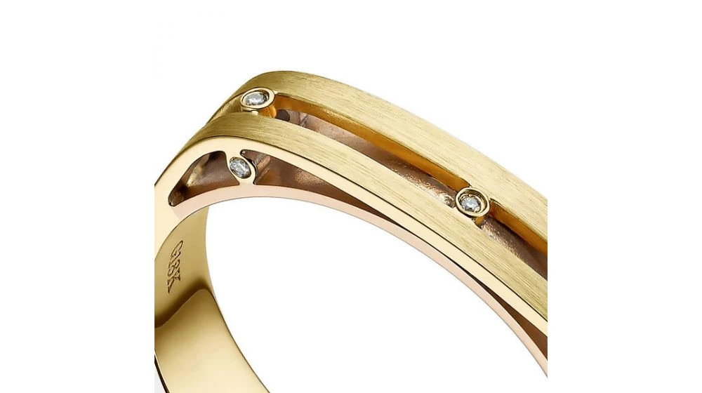 Bague Contemporaine Or Jaune Et Rose 18cts - Diamant 0.02ct | Junon 2 Bague Contemporaine Or Jaune Et Rose 18cts - Diamant 0.02ct | Junon – Image 2