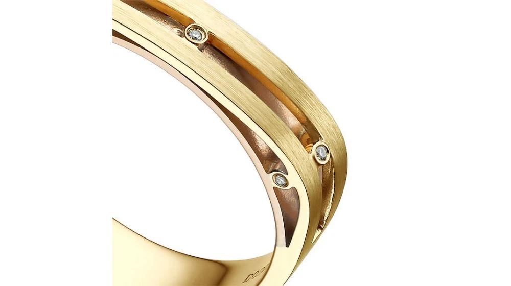 Bague Contemporaine Or Jaune Et Rose 18cts - Diamant 0.02ct | Junon 3 Bague Contemporaine Or Jaune Et Rose 18cts - Diamant 0.02ct | Junon – Image 3